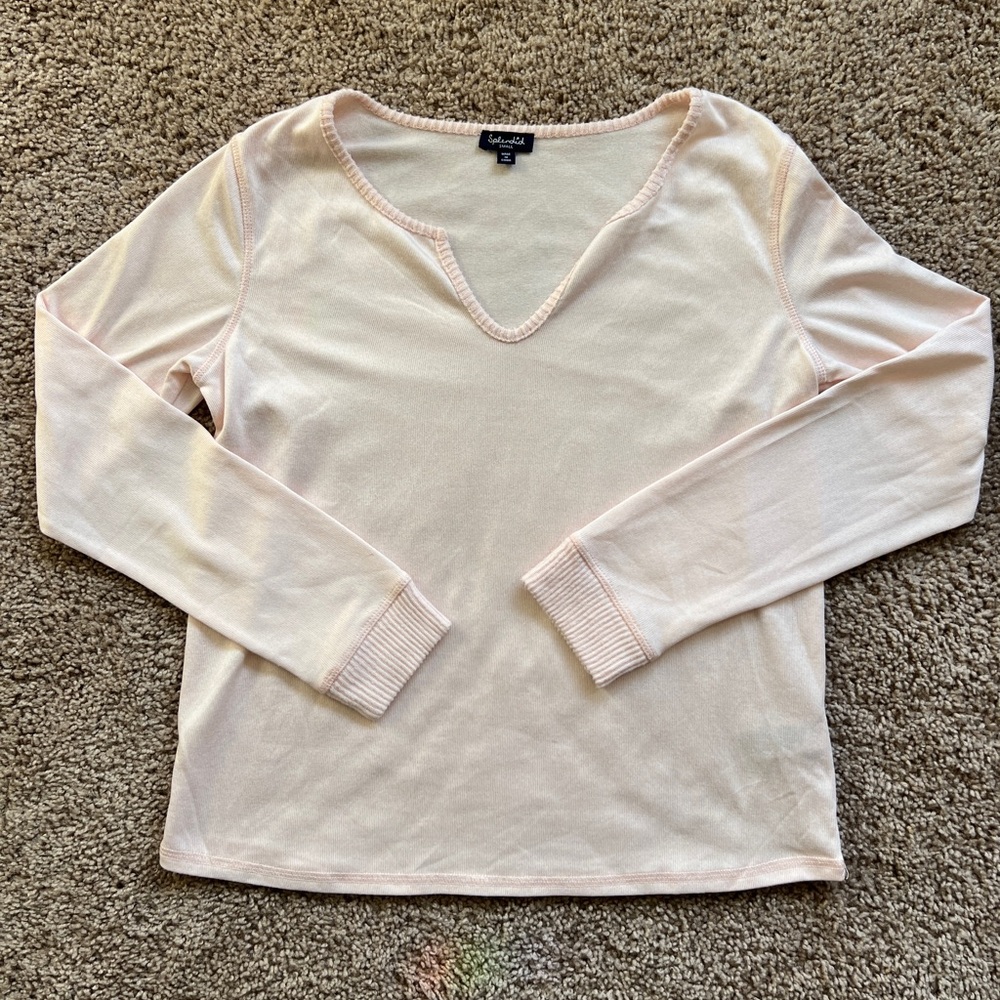 Light Baby Pink V-Neck Women's Top